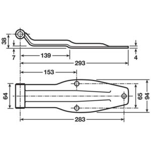 Hinge Assembly - 3 Hole Rear Door - 64mm - Steel/Zinc Plated