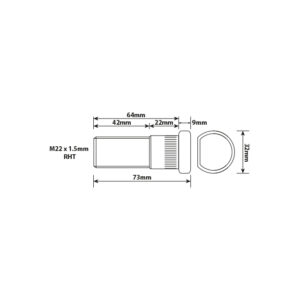 WHEEL STUD M22X1.5 RHT 64MM UH