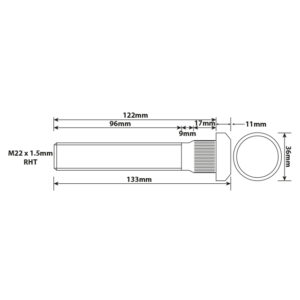 WHEEL STUD M22X1.5 RHT 122MM UH