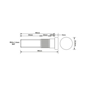 WHEEL STUD M20X1.5 RHT 90MM UH